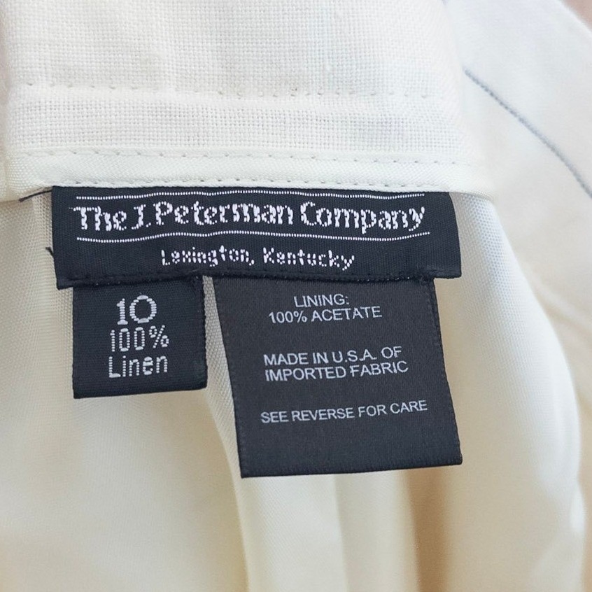 Vintage J. Peterman Company Linen Trouser Pants 10 Ivory Pinstripe High Rise — image 8 of 8